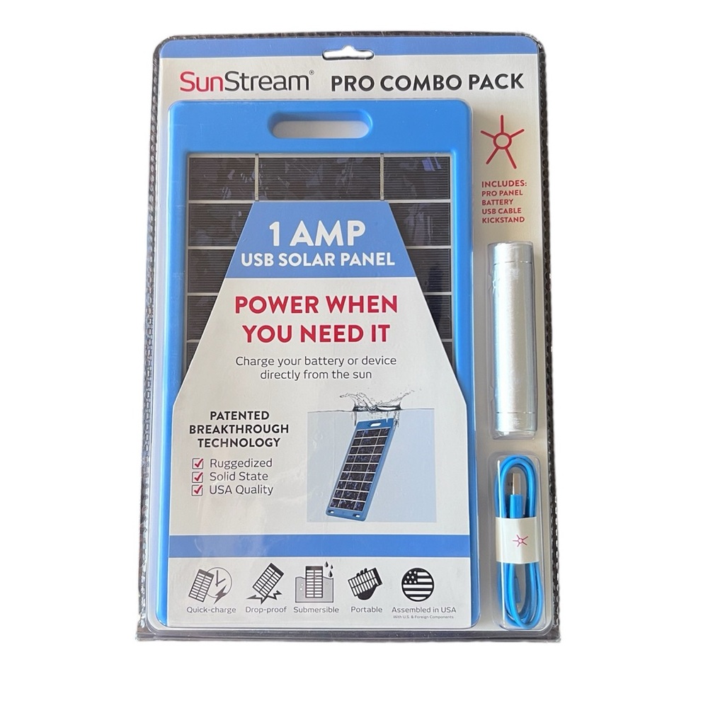 NEW SunStream 5V Solar Power Charger - Blue